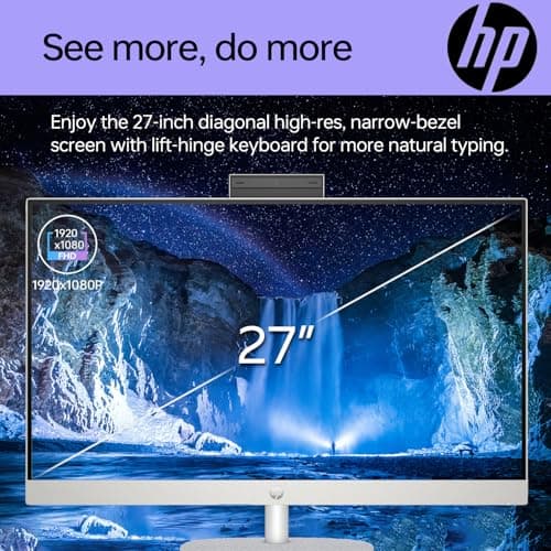 HP 27 i7 Business All in One Desktop, 27" FHD, Intel i7-1355U, 64GB RAM, 2TB SSD, Wired Keyboard & Mouse, IR Camera, HDMI, Wi-Fi 6, Windows 11 Pro, White with ADATA 512 External SSD Bundle