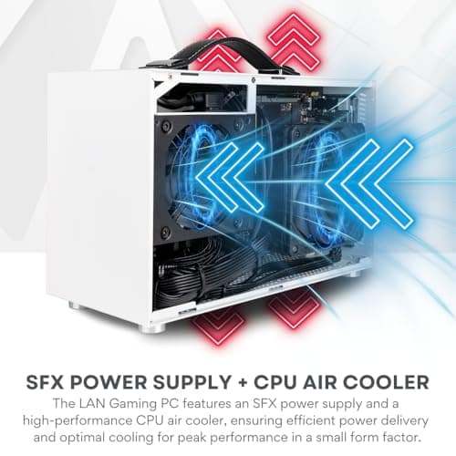 LAN Gaming Desktop (8.1L Small & Light, RTX 5070 12GB, AMD Ryzen 7 8700F, 32GB DDR5 RAM, 2TB NVMe SSD, Internal WiFi + Bluetooth, Windows 11 Pro) Best Mini ITX SFF Computer (White)