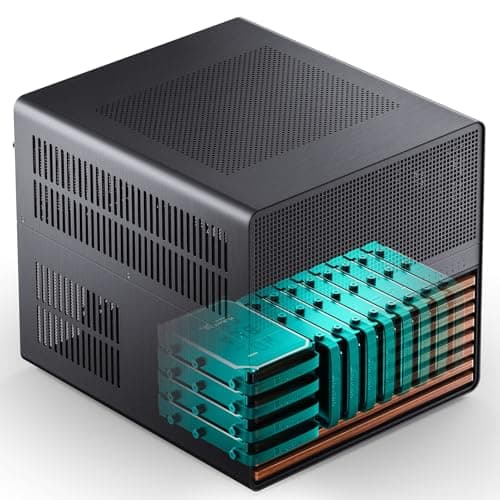 JONSBO N5 NAS Pc Case, E-ATX,12HDD+4SSD Drive Bay GPU HP Host, Supports Max. 4 GPU,E-A.TX(330mm) MB/ATX PSU Supports, with 3 Fans Built-in, 8 Slots PCI, Solid Wood Veneer Computer Case,Home Server