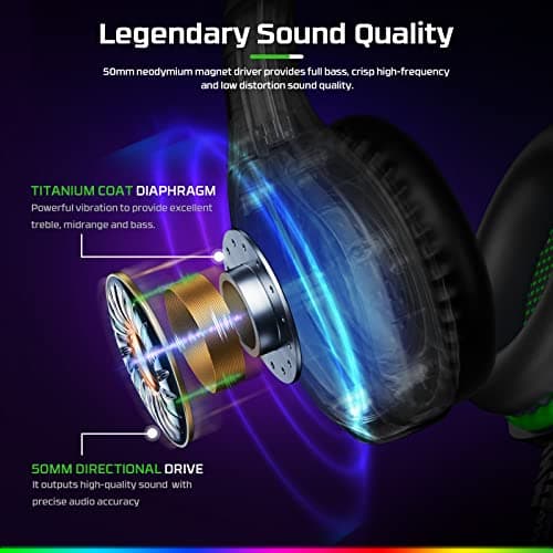 FC100 Gaming Headset with Microphone for PS4, PS5, Switch, Xbox, PC, Mac, Gamer Headset with RGB Light, Computer Headphones with Mic
