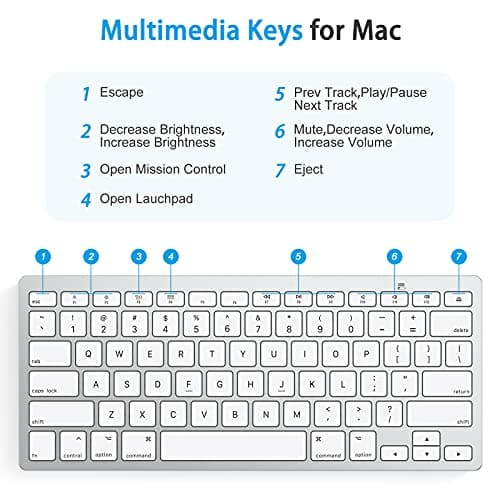 OMOTON Bluetooth Keyboard Compatible with Mac, Compact Wireless Keyboard Compatible with MacBook Pro/Air, iMac, Mac mini/Pro Laptop and PC (Silver)