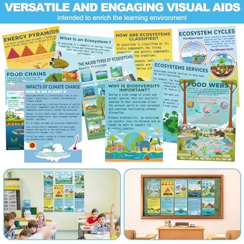 Pasimy 11 Pcs Science Posters for Classroom Ecosystems Teaching Poster Ecosystems Biological Food Chain Bulletin Board for Classroom Decoration Teacher Middle High School Educational Library Home