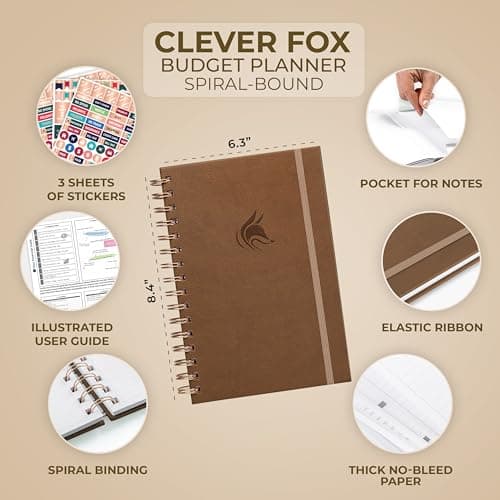 Clever Fox Budget Planner Spiral – Expense Tracker Notebook – Monthly Budgeting Organizer, Finance Logbook & Accounts Book to Control Your Money – Undated Bill Tracker, 6.3x8.4” - Brown