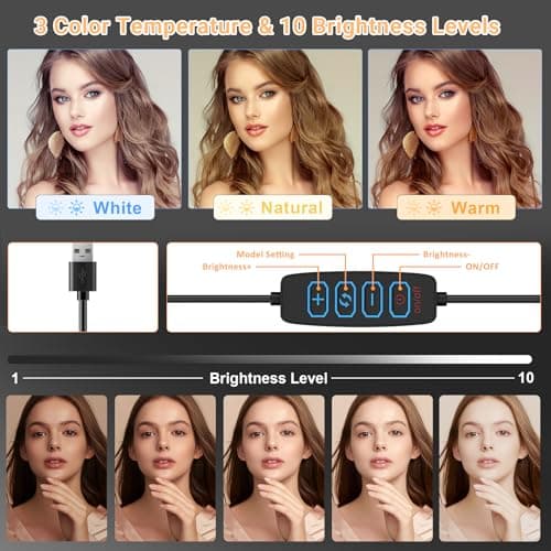 Clip On Ring Light for Laptop, Video Conference Lighting with 3 Color Modes, Adjustable USB LED Light for Computer Monitor, Zoom Streaming, Teams Calls, TikTok Live Streaming
