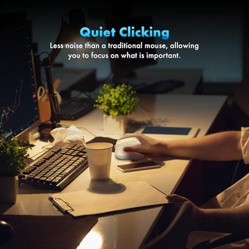 J-Tech Digital Wireless Mouse, Vertical Ergonomic Mouse with 2.4G Wireless & Bluetooth for 3 Multi-Device Function, Adjustable DPI Modes, Compatible with PC, Mac, Laptop - White