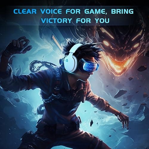 2.4GHz Wireless Gaming Headset for PS5, PS4 Fortnite & Call of Duty/FPS Gamers, PC, Nintendo Switch, Bluetooth 5.3 Gaming Headphones with Noise Canceling Mic, Stereo Sound, 40+Hr Battery -White