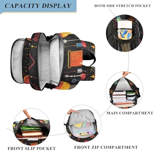 Cartoon Chemistry Backpack Kids School Bag Lightweight Laptop Backpack Elementary Capacity Student Bookbags for Travel Daypack with Reflective Stripes