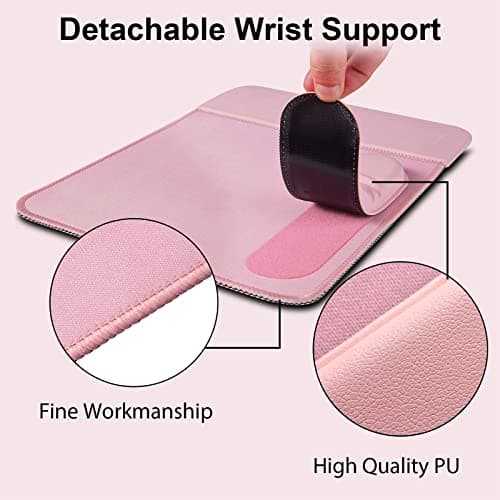 15W Wireless Charging Mouse Pad with Detachable Wrist Support and 20W Power Adapter, Fast QI Wireless Phone Charger Mouse Mat for iPhone 16/15/14/13/12/11/X and Samsung Multiple Devices (Pink)
