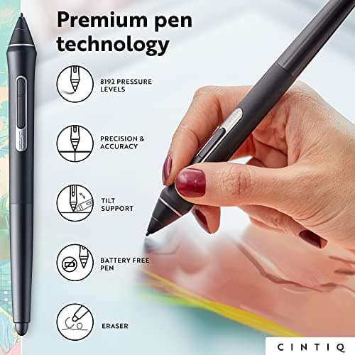 Wacom Cintiq 16 Drawing Tablet with Screen, 15.4" Full HD Display Graphic Arts Tablet Includes Pro Pen 2 w/ Tilt Response, Graphic Design Animation Display Pad for Mac, PC