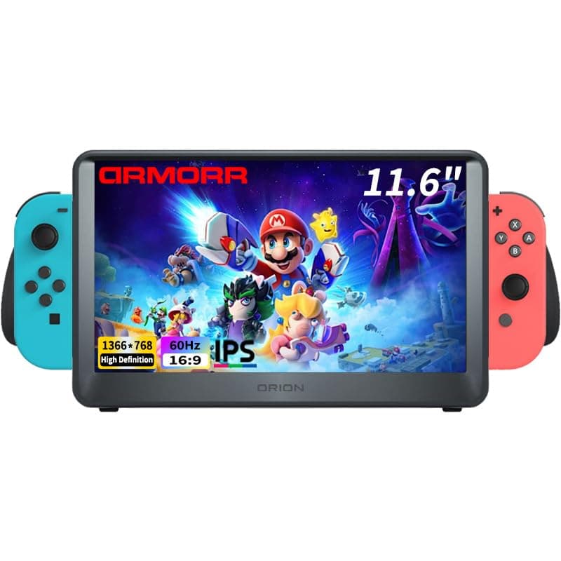 Orion Portable Monitor - 11.6" HD IPS Gaming Display & Dock for Nintendo Switch, Compatible with HDMI Consoles, Xbox, PS5, Mobile Gaming Devices - Stereo Speakers, Ergo Handles