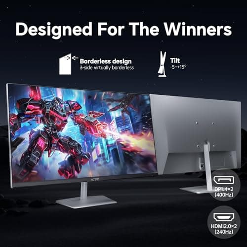 24.5 inch 400Hz 240Hz Gaming Monitor | Fast IPS 1ms | FHD 1080P Monitor | HDR 400 128% sRGB | HDMI x2, DP x2 |Tilt Adjustability Silver-Gray VESA 360Hz Monitors H25X7