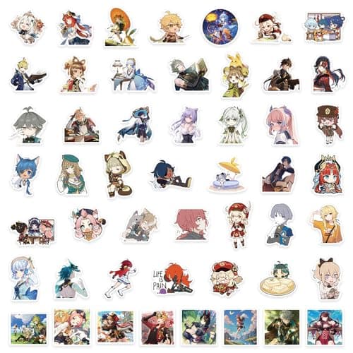 [100 PCS] QYZHIZ Cute Genshin Impact Sticker, Colourful Stickers, Game Sticker for Fans, Waterproof Stickers for Laptop, Water Bottle, Computer, Skate, Phone, Bike, Guitar.