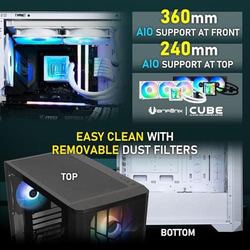 BitFenix Nova Mesh SE 4ARGB High Airflow PC Gaming Case Premium White-GPU Support 357mm- AIO Support 360mm-6+6 Controller (LED/PWM System) Aura SYNC/Mystic Light/RGB Fusion 2.0/Polychrome SYNC