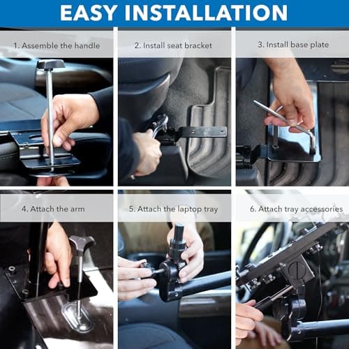 Mount-It! Universal Vehicle Laptop Mount for Cars, Trucks & Vans – No-Drill Installation, Adjustable Height, Full Motion Swivel, and Cooling Tray for Laptops Up to 17"