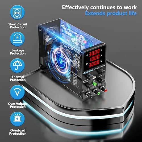 DC Power Supply Variable, 0-30V 0-10A Adjustable Switching DC Regulated Bench Power Supply with High Precision 4-Digit LED Display, 5V/2A USB Port, Coarse and Fine Adjustment SPS-3010