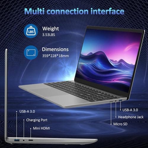 15.6" Laptop Computer, 16GB RAM, 1TB NVMe, 4C4T N95 1.7-3.4GHz, FHD Display, Backlit Keyboard, Fingerprint Reader, Big 8000mAh Battery, Win11 Pro, Upgradable to 10TB Storage, Silver, T152A