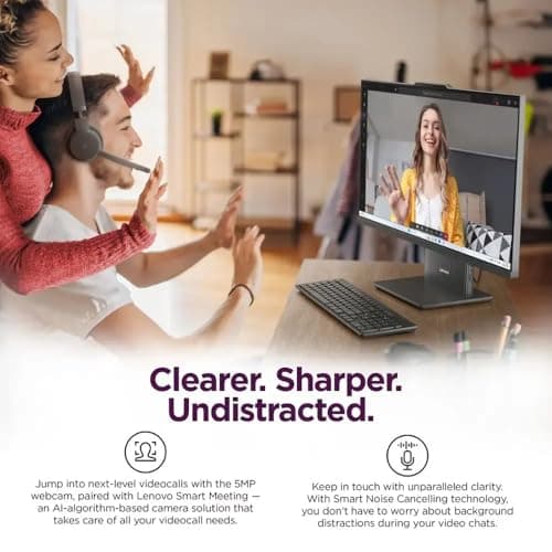 Lenovo ThinkCentre All-in-One Business Computer, 23.8" FHD Display, Intel 6-Core Processor, 16GB DDR5 RAM, 512GB PCIe SSD, Wi-Fi 6, HDMI, USB-C, Webcam, Windows 11 Pro