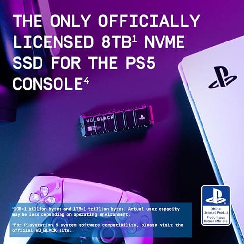 WD_BLACK 8TB SN850P NVMe M.2 SSD Officially Licensed Storage Expansion for PS5 Consoles, up to 7200MB/s, with heatsink - WDBBYV0080BNC-WRSN