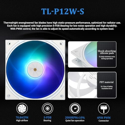FW240 White ARGB V2 CPU Water Cooler with 2 PWM Fans with 2000RPM,IPS LCD Screen with 320 * 240 Resolution,Liquid CPU Cooler,CPU PC Aio Cooler for AMD:AM4/AM5/Intel LGA1700