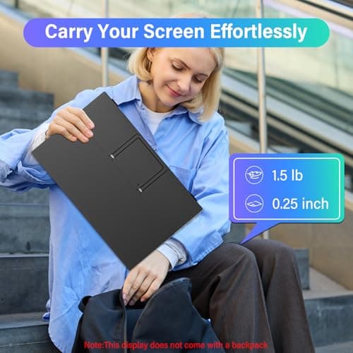 InnoView 15.6'' Portable Monitor for Laptop Built-in 90° Adjustable Stand Without Bag FHD 1080P USB-C Travel Monitors HDR IPS Portable Laptop Monitor for MacBook PC Xbox PS4/5 Switch