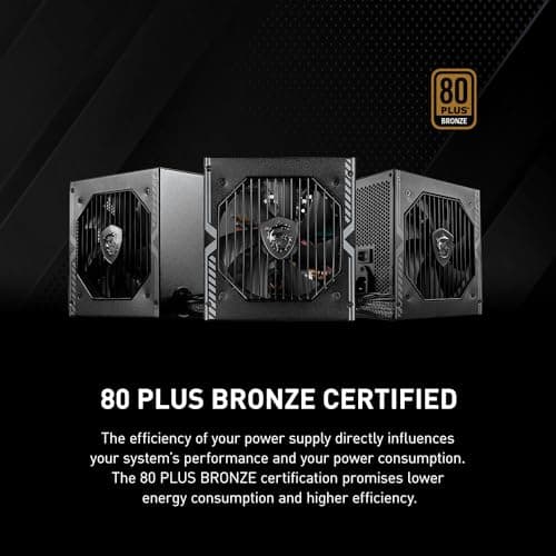 MSI MAG A550BN Gaming Power Supply - 80 Plus Bronze Certified 550W - Compact Size - ATX PSU