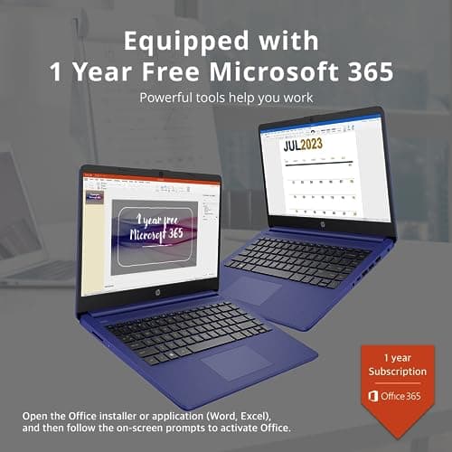 HP Premium Stream 14" HD BrightView Laptop, Intel Celeron N4120, 16GB RAM, 64GB eMMC Storage, HD Webcam, UHD Graphics, 1 Year Office 365, Bluetooth, WiFi, HDMI, Win 11s, Blue, 32GB Hotface USB Card