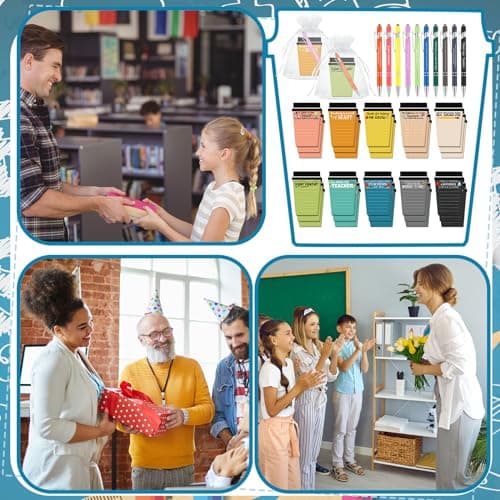Kosiz 90 Pcs Teacher Coffee Cup Notepad with Pen Back to School Teacher Gifts from Students Sticky Notes Bulk Thank You Gifts for New Year School Office Classroom Supplies