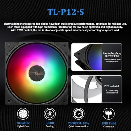 Thermalright FW360 Black ARGB CPU AIO Cooler,PC 360 Specification Water Cooler System,IPS LCD Screen with 320x240 Resolution,for AM5&Intel LGA1700/1851,CPU Cooler Comes with 2.4-inch LCD Display