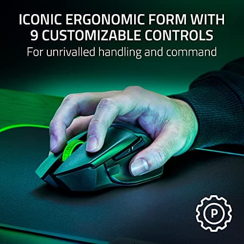 Razer Basilisk V3 X HyperSpeed Customizable Wireless Gaming Mouse: Mechanical Switches Gen-2-5G Advanced 18K Optical Sensor - Chroma RGB 9 Programmable Controls 535 Hr Battery Classic Black