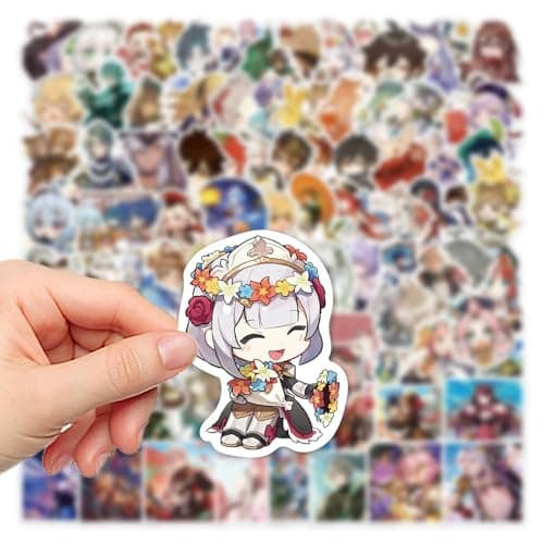 [100 PCS] QYZHIZ Cute Genshin Impact Sticker, Colourful Stickers, Game Sticker for Fans, Waterproof Stickers for Laptop, Water Bottle, Computer, Skate, Phone, Bike, Guitar.