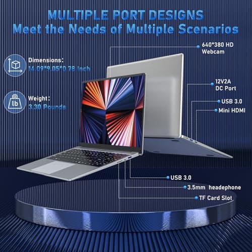15.6'' Laptop Computer, N4000 Processor Laptops with 8GB RAM, 256GB SSD,15.6 inch FHD 1920 * 1080 Display, WIFI5, BT4.2, Windows 11 Pro