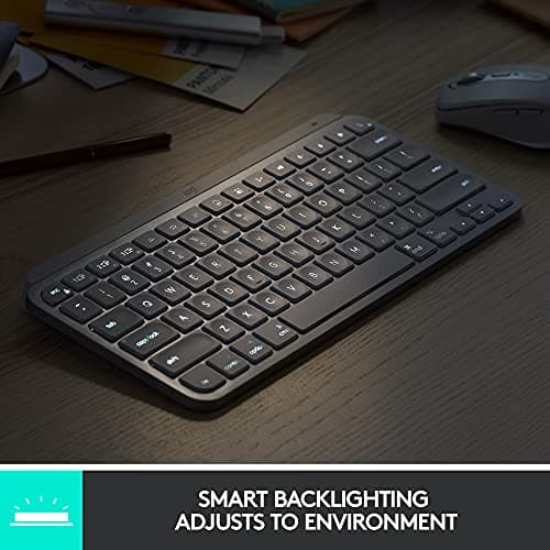 Logitech MX Keys Mini Minimalist Wireless Illuminated Keyboard, Compact, Bluetooth, Backlit, USB-C, Compatible with Apple macOS, iOS, Windows, Linux, Android, Metal Build - Graphite