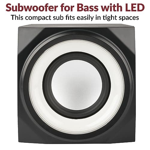 Cyber Acoustics CA-SP34BT Bluetooth Speakers with LED Lights – The Perfect Gaming, Movie, Party, Multimedia 2.1 Subwoofer Speaker System, Black
