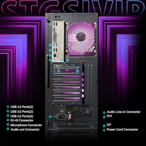 STGAubron Gaming PC Computer Desktop, Intel Core i7 8th Gen up to 4.1G, GeForce RTX 3050 6G, 16G DDR4, 512G SSD, WiFi 6, BT 5.2, RGB Fan x6, Windows 11 Home