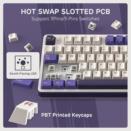 RK ROYAL KLUDGE S98 Mechanical Keyboard w/Smart Display & Knob, Top Mount 96% Wireless Mechanical Keyboard BT/2.4G/USB-C, Hot Swappable, Software Support, Massive Battery, 98 Keys