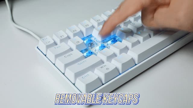 TMKB T68SE 60% Mechanical Gaming Keyboard – Ultra-Compact 68 Keys Wired Keyboard with Blue Switches, LED Backlit, Dedicated Arrow & Control Keys – White – for Windows PC/Laptop/Gamers/Typists