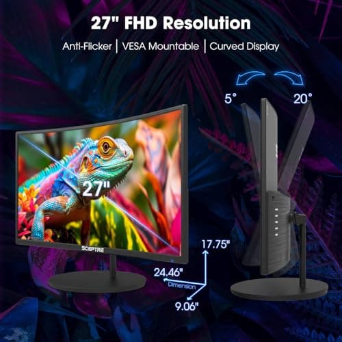 Sceptre New 27-inch Curved Gaming Monitor 100Hz HDMI X2 Build-in Speakers 2025