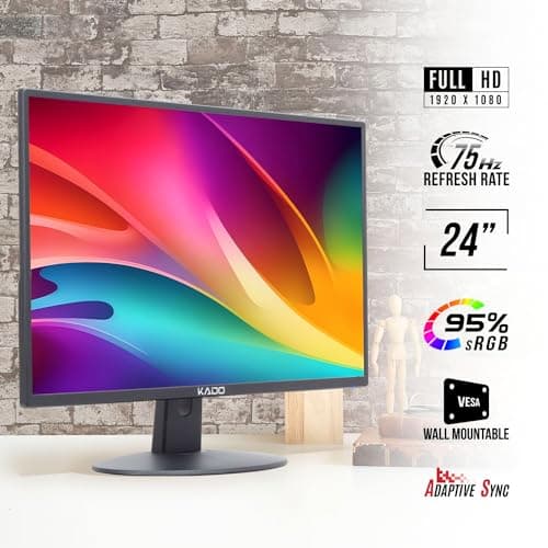Kado Dual Monitor Setup - 2-Pack 24" 1920x1080 Computer Monitor 75Hz VESA Mount HDMI Office Gaming Hybrid Built-in Speakers (E24X Dual Series)