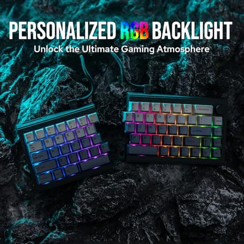 EPOMAKER Split65 QMK/VIA Programmable Keyboard, Wireless Mechanical Keyboard in 2.4Ghz/Bluetooth/Type-C, Ergonomic Gaming Keyboard in Split Layout with RGB Backlit (Flamingo Switch)