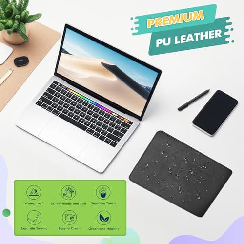Mouse Pad, PU Mouse Pad，Leather Mouse Pad with Stitched Edge Micro-Fiber Base with Non-Slip Waterproof，Mouse Pad for Computers，Laptop, 8x11Inch (Black)