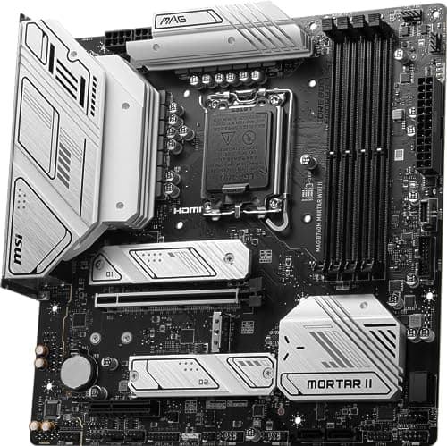 MSI MAG B760M Mortar WiFi II Gaming Motherboard (Supports 12th/13th/14th Gen Intel Processors, LGA 1700, DDR5, PCIe 5.0, M.2, 2.5Gbps LAN, USB 3.2 Gen2, HDMI/DP, Wi-Fi 6E, Bluetooth 5.3, mATX)