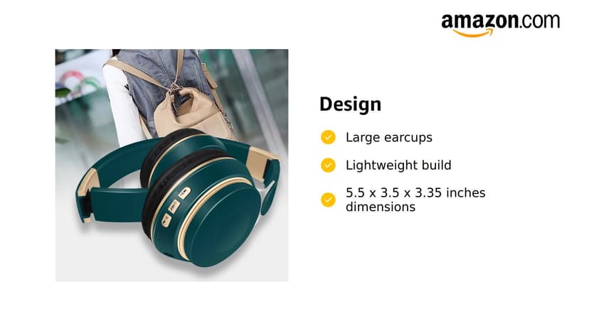 RAT TAIL Bluetooth Headset, Chat- Comfortable Over Ear Stereo Wireless Headphones with Mic, Soft Earmuffs/Foldable/SD/TF/FM Radio, 20H Playtime, Great for Music/Tour/Gym/Game/Chat (Deep Green)