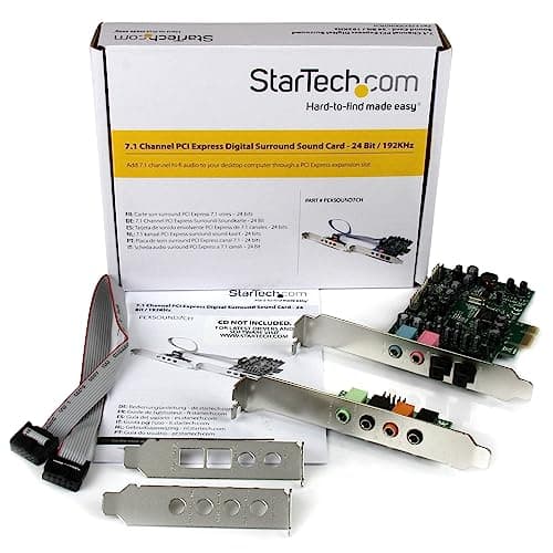 StarTech.com 7.1 Channel Sound Card - PCI Express - 24-bit - 192KHz - SPDIF Digital Optical and 3.5mm Analog Audio (PEXSOUND7CH)