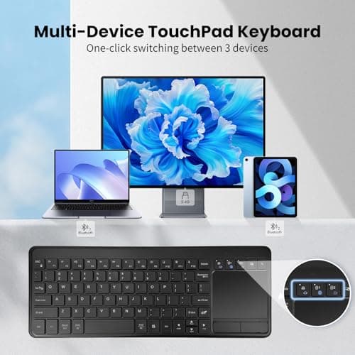 Wireless Bluetooth TouchPad Keyboard with Multi-Device,TV Keyboard with Multi-Touch Big Size Trackpad for TV,Windows,Laptop,Tablet,Windows,Android,Chrome OS