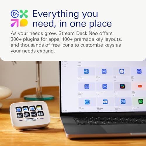 Elgato Stream Deck Neo – 8 Customizable Keys, 2 Touch Points, Speed Through Tasks & Workflows - Control Word, Excel, PowerPoint, Teams, Zoom, Spotify and more, Drag-’n-Drop Setup - Works with Mac & PC