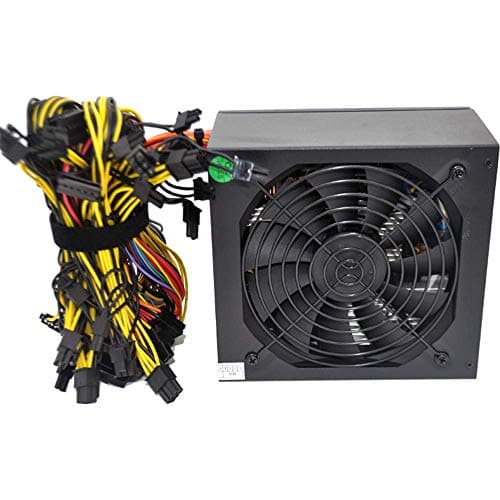 20+4 Pin Silent Noise Reduction Miner/PC GPU ATX 1600W Power Supply 87 Plus Gold Designed for US Voltage 110V 1600w Mining ETH PSU Max Support 8 Graphics with 1.5m US Plug Adapter Cable