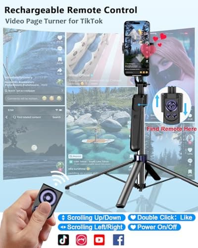 Vlogging Kit for iPhone/Android, 63”Auto Face Tracking Tripod for iPhone with Light, Wireless Microphones, Scrolling Remote Control for TikTok, Content Creator Kit for YouTube Starter