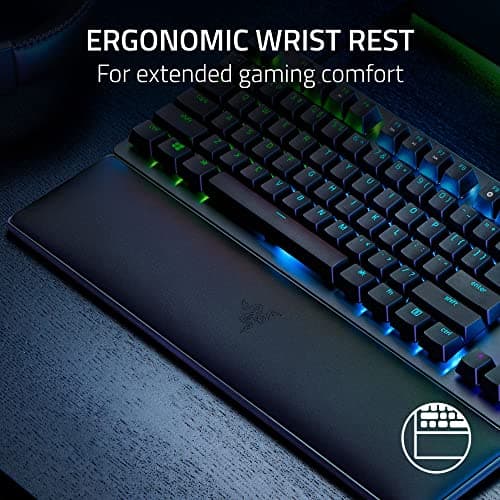 Razer Huntsman V2 TKL Tenkeyless Gaming Keyboard: Fast Clicky Optical Switches w/Quick Keystrokes & 8000Hz Polling Rate - Detachable Type-C Cable - Doubleshot PBT Keycaps - Ergonomic Wrist Rest