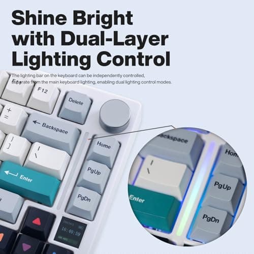 GK GAMAKAY TK75 V2 75% Silent Mechanical Keyboard with TFT Screen, Hot Swap RGB Bluetooth 5.0/2.4GHz Wireless/USB-C Wired PBT Cherry Profile Keycaps Gaming Keyboard (GamaKay Pegasus Switch)