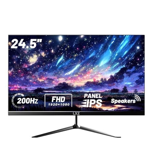 LXZ Gaming Monitor 24.5 inch, 200hz Monitor FHD 1080P Frameless IPS Display with Eye Care, DP/HDMI, Wall Mount Compatible - Black